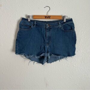 Size 12 Casual Mid-Rise Dark Blue Denim Cutoff Shorts, Lee relaxed fit